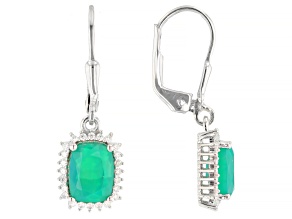 Green Ethiopian Opal Rhodium Over Sterling Silver Earrings 1.83ctw