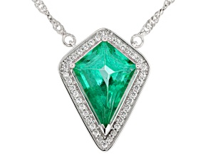 Emerald Glow Topaz Rhodium Over Sterling Silver Necklace 4.21ctw