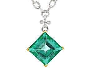 Emerald Glow Topaz Rhodium Over Sterling Silver Two-Tone Necklace 7.65ct