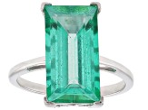 Emerald Glow Topaz Rhodium Over Sterling Silver Solitaire Ring 5.40ct