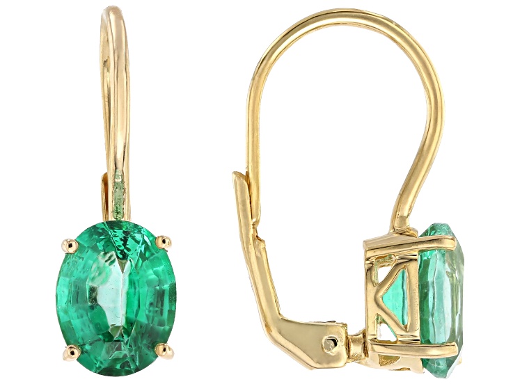 Emerald Glow Topaz 18k Yellow Gold Over Sterling Silver Earrings. 3.96ctw