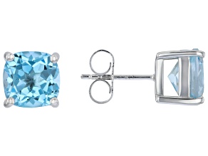 Sky Blue Topaz Rhodium Over Sterling Silver Stud Earrings 5.04ctw