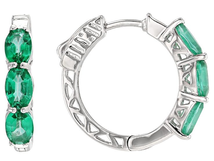 Emerald Glow Topaz Rhodium Over Sterling Silver Hoop Earrings 2.70ctw