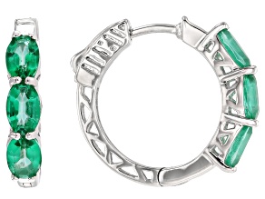 Emerald Glow Topaz Rhodium Over Sterling Silver Hoop Earrings 2.70ctw
