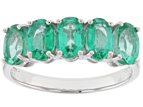Emerald Glow Topaz Rhodium Over Sterling Silver Ring 2.25ctw