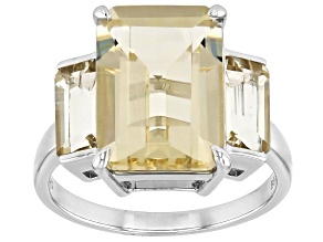 Canary Labradorite Rhodium Over Sterling Silver Ring 7.74ctw