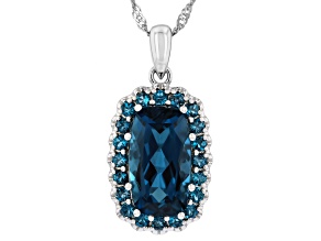 London Blue Topaz Rhodium Over Sterling Silver Pendant With Chain 5.36ctw