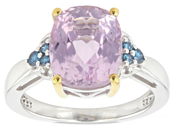 Picture of Pink Kunzite Rhodium and 18K Yellow Gold Over Silver Ring 4.47ctw