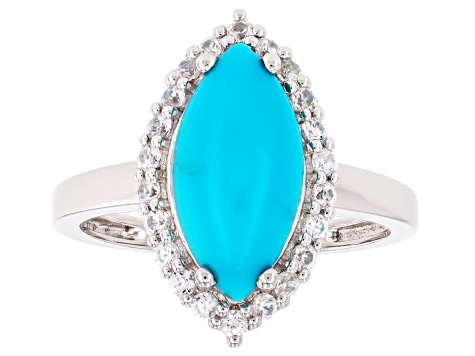 Sleeping Beauty Turquoise Rhodium Over Sterling Silver Ring 0.43ctw