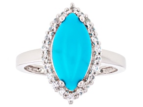Sleeping Beauty Turquoise Rhodium Over Sterling Silver Ring 0.43ctw