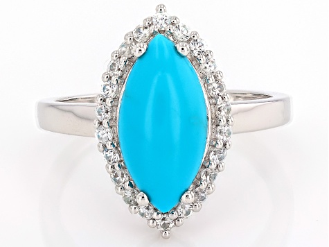 Sleeping Beauty Turquoise Rhodium Over Sterling Silver Ring 0.43ctw