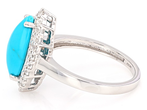 Sleeping Beauty Turquoise Rhodium Over Sterling Silver Ring 0.43ctw