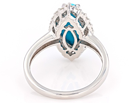 Sleeping Beauty Turquoise Rhodium Over Sterling Silver Ring 0.43ctw