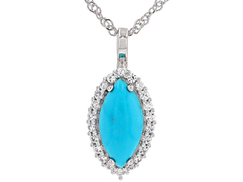 Sleeping Beauty Turquoise Rhodium Over Sterling Silver Pendant with Chain