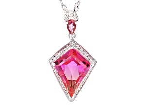 Bi-Color Sunset Quartz Doublet with Topaz Rhodium Over Sterling Silver Pendant with Chain 4.61ctw