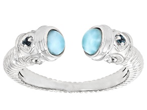 Blue Larimar Rhodium Over Sterling Silver Ring 0.07ctw
