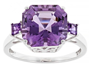 Purple Canela Amethyst Rhodium Over Sterling Silver Ring 6.26ctw