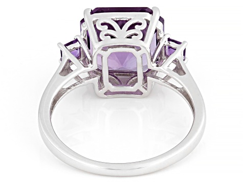 Purple Canela Amethyst Rhodium Over Sterling Silver Ring 6.26ctw