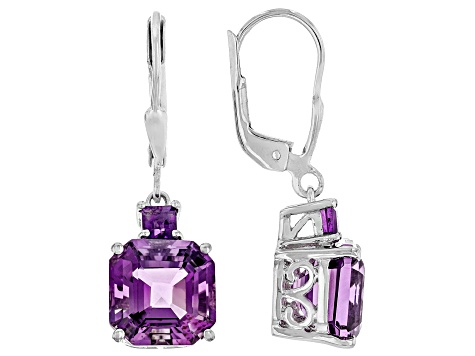 Canela Amethyst Rhodium Over Sterling Silver Earrings 5.64ctw