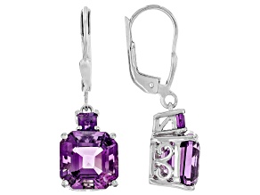 Canela Amethyst Rhodium Over Sterling Silver Earrings 5.64ctw