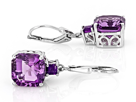 Canela Amethyst Rhodium Over Sterling Silver Earrings 5.64ctw