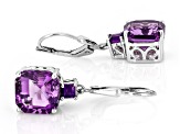 Canela Amethyst Rhodium Over Sterling Silver Earrings 5.64ctw