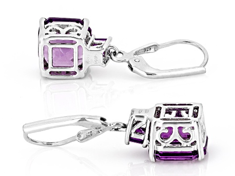 Canela Amethyst Rhodium Over Sterling Silver Earrings 5.64ctw