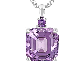 Canela Amethyst Rhodium Over Sterling Silver Pendant with Chain 6.98ctw