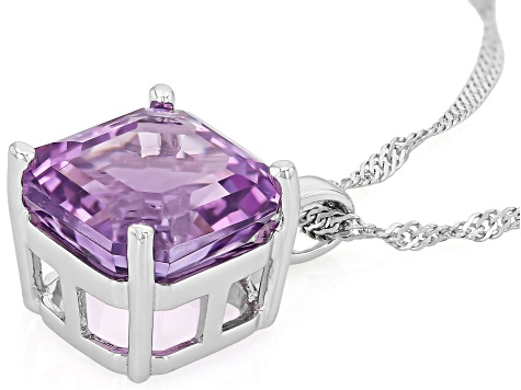 Canela Amethyst Rhodium Over Sterling Silver Pendant with Chain