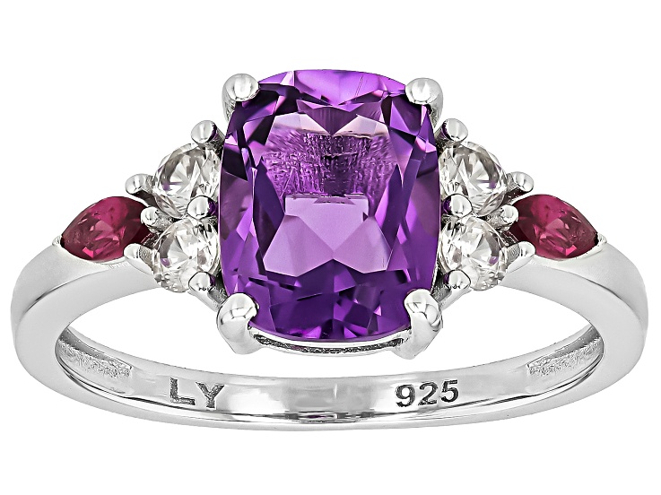 Purple Canela Amethyst Rhodium Over Sterling Silver Ring 2.11ctw