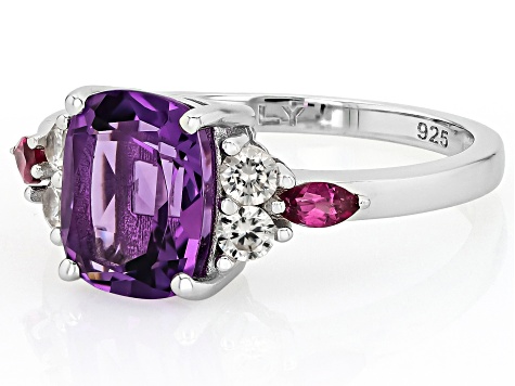 Purple Canela Amethyst Rhodium Over Sterling Silver Ring 2.11ctw