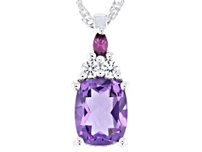 Purple Canela Amethyst Rhodium Over Sterling Silver Pendant with Chain 1.93ctw