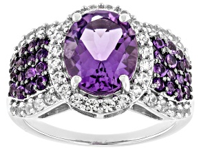 Purple Canela Amethyst Rhodium Over Sterling Silver Ring 2.87ctw