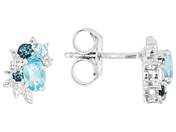 Paraiba Blue Apatite Rhodium Over Sterling Silver Earrings 0.66ctw