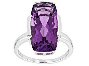 Purple Canela Amethyst Rhodium Over Sterling Silver Ring 8.00ct