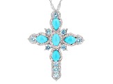Blue Sleeping Beauty Turquoise Rhodium Over Silver Pendant 1.15ctw