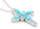 Blue Sleeping Beauty Turquoise Rhodium Over Silver Pendant 1.15ctw