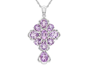 Lavender Amethyst Rhodium Over Sterling Silver Pendant With Chain 9.35Ctw