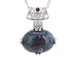 Ruby in Kyanite with Red Mahaleo(R) Ruby Rhodium Over Silver Pendant with Chain 0.05ctw