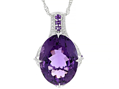 Purple Canela Amethyst Rhodium Over Sterling Silver Pendant with