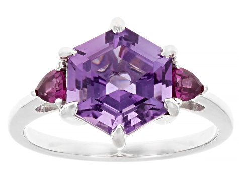 Purple Canela Amethyst Rhodium Over Sterling Silver Ring 2.90ctw