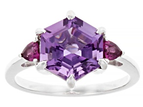 Purple Canela Amethyst Rhodium Over Sterling Silver Ring 2.90ctw