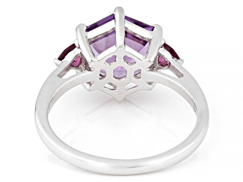 Purple Canela Amethyst Rhodium Over Sterling Silver Ring 2.90ctw