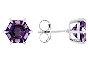 Purple Canela Amethyst Rhodium Over Sterling Silver Stud Earrings 3.91ctw