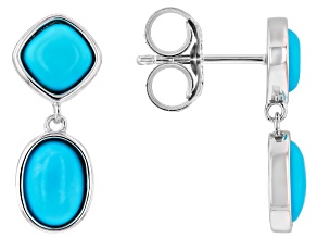 Blue Sleeping Beauty Turquoise Rhodium Over Sterling Silver Earrings