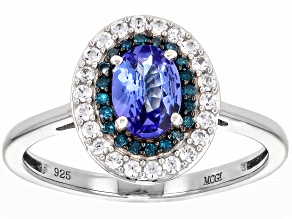 Blue Tanzanite Platinum Over Sterling Silver Ring 0.98ctw