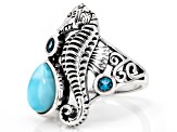 Blue Larimar Oxidized Sterling Silver Ring 0.23ctw