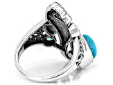 Blue Larimar Oxidized Sterling Silver Ring 0.23ctw