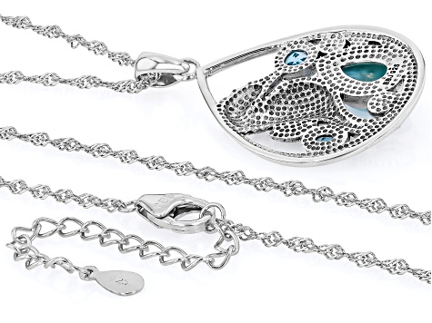 Blue Larimar Oxidized Sterling Silver Pendant with Chain 0.49ctw