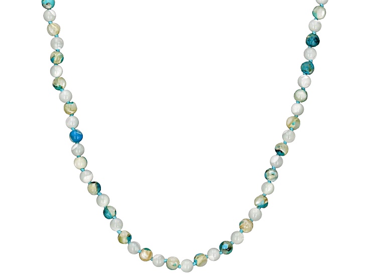 Blended Blue Composite Turquoise with Mother of Pearl Endless Strand Necklace 4mm